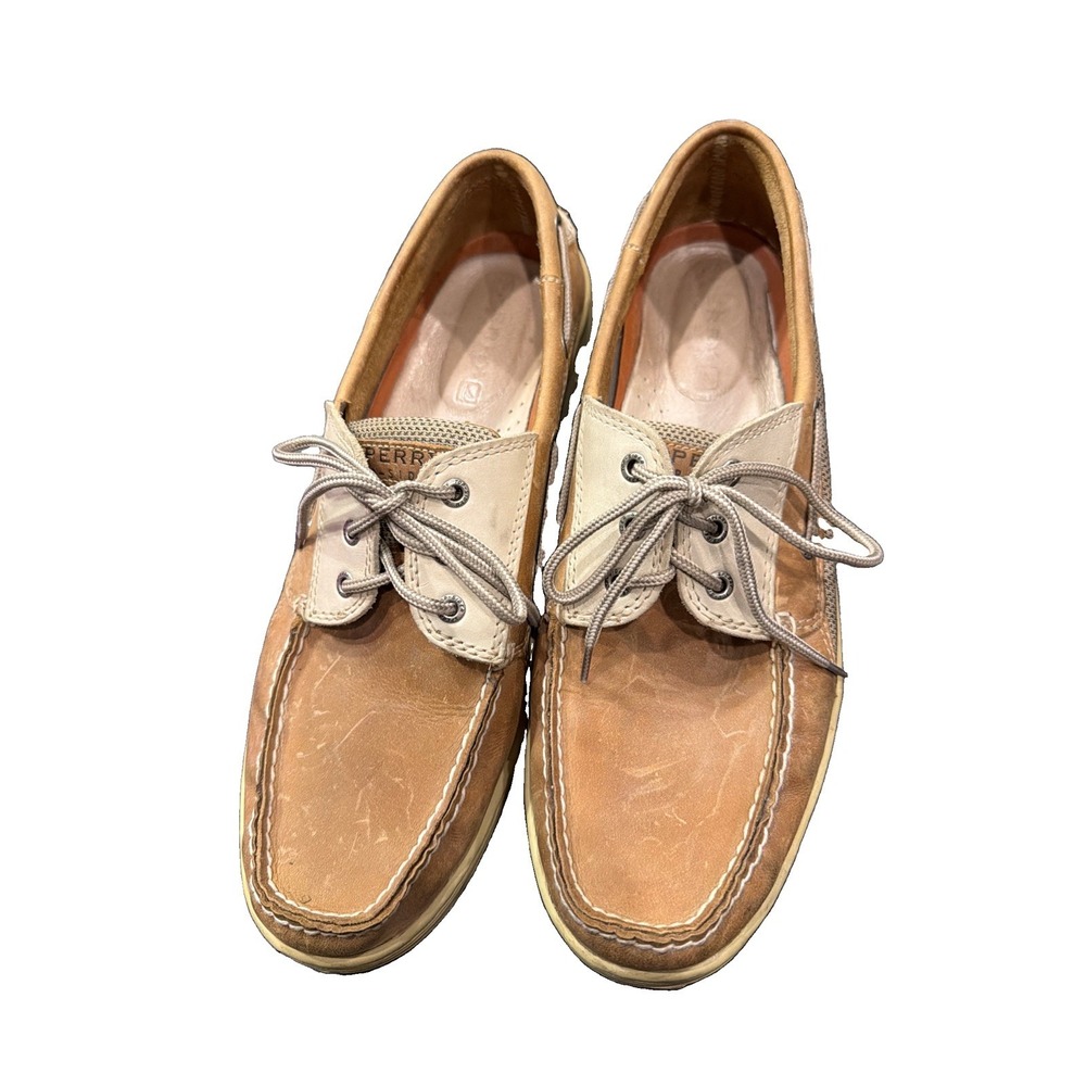 Sperry Top-Sider Billfish 3-Eye Mens 14M Tan Beige Leather Boat Shoes 0799023